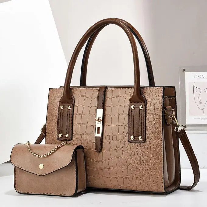 Fashion Elegant Quality Leather Handbags 2 In 1 Shoulder